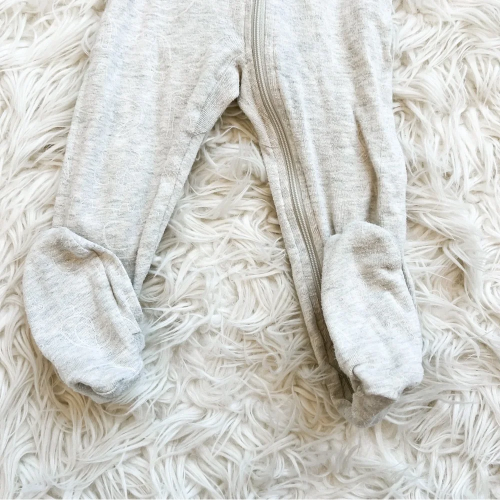 Dip | Gray Zoo Animal Outline Zip Footie Pajamas 18-24M